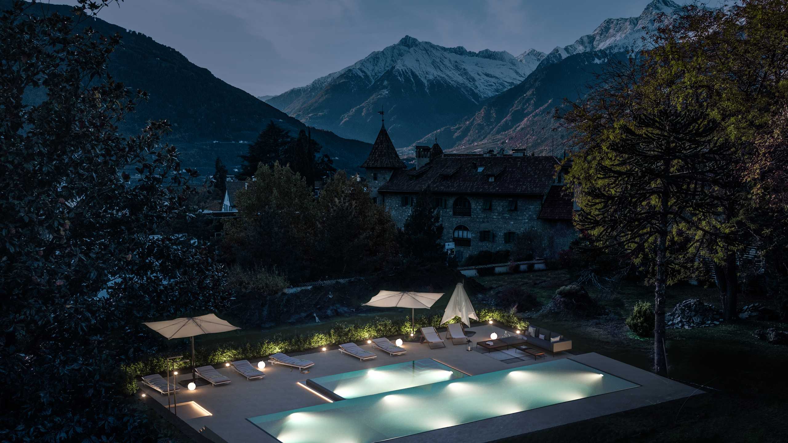 Rundegg Pool Abend