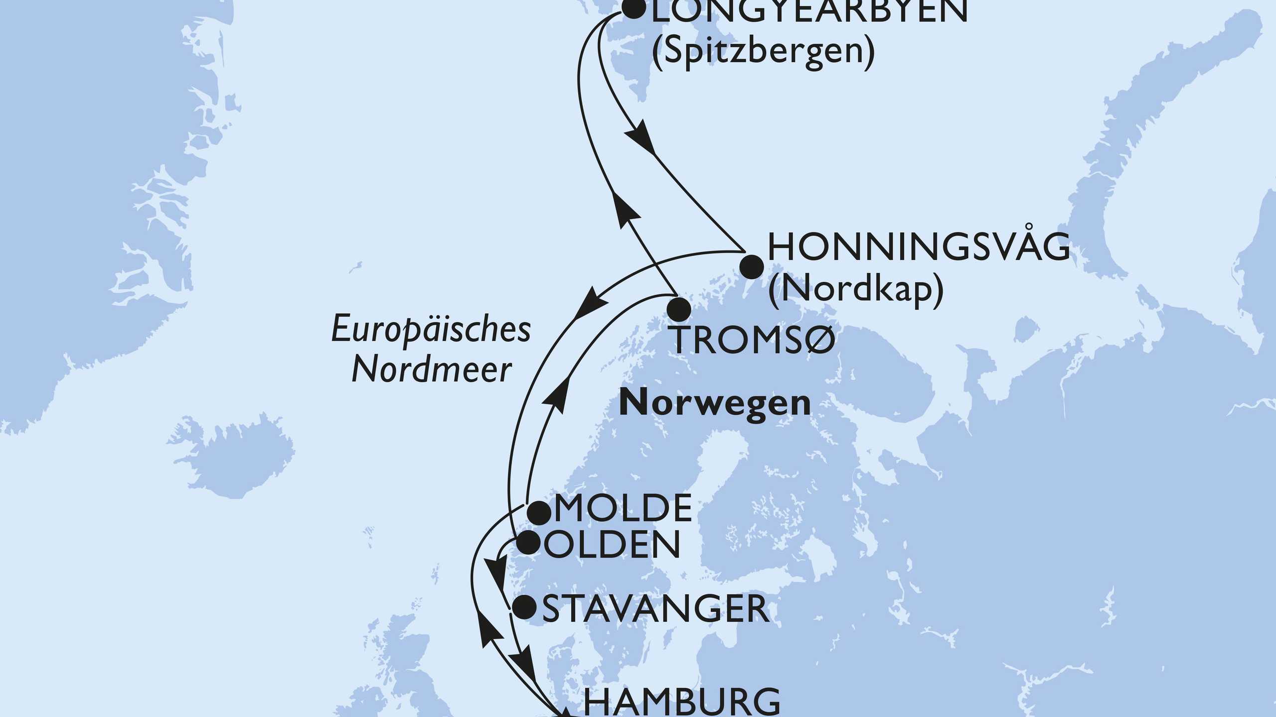 Preziosa Route Nordkap Spitzbergen